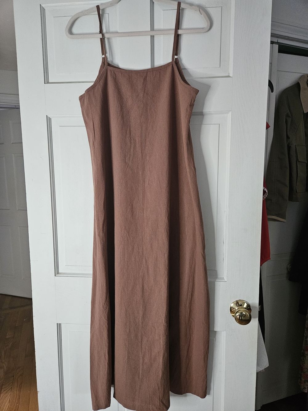 Cupshe Rustic Brown Spaghetti Strap Maxi Dress. Thanksgiving Fall Dress